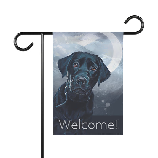 Black Labrador Welcome 2-Sided Garden & House Flag/Banner