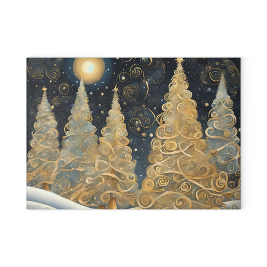 Moonlight Golden Trees Tempered Glass Cutting Board