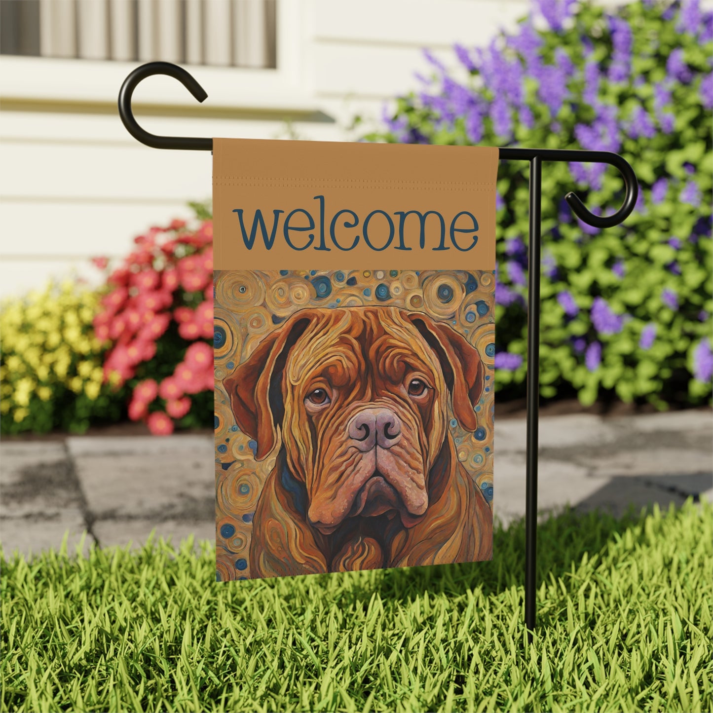 Dogue De Bordeaux Welcome 2-Sided Garden & House Flag/Banner