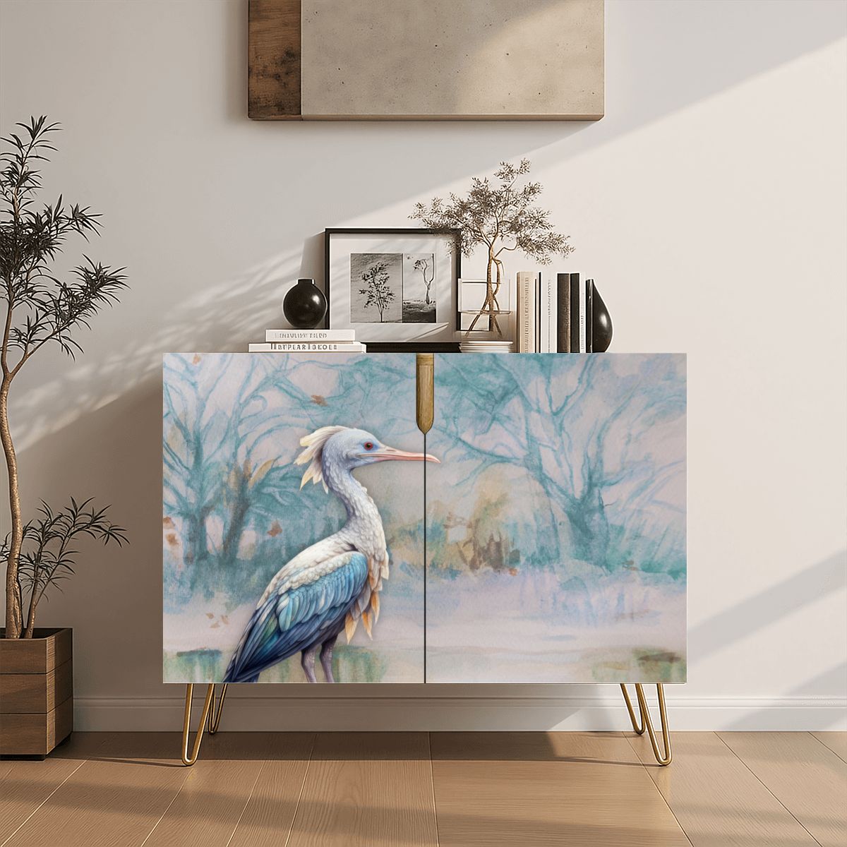 Blue Heron Art Wooden Storage Cabinet (Made in USA)