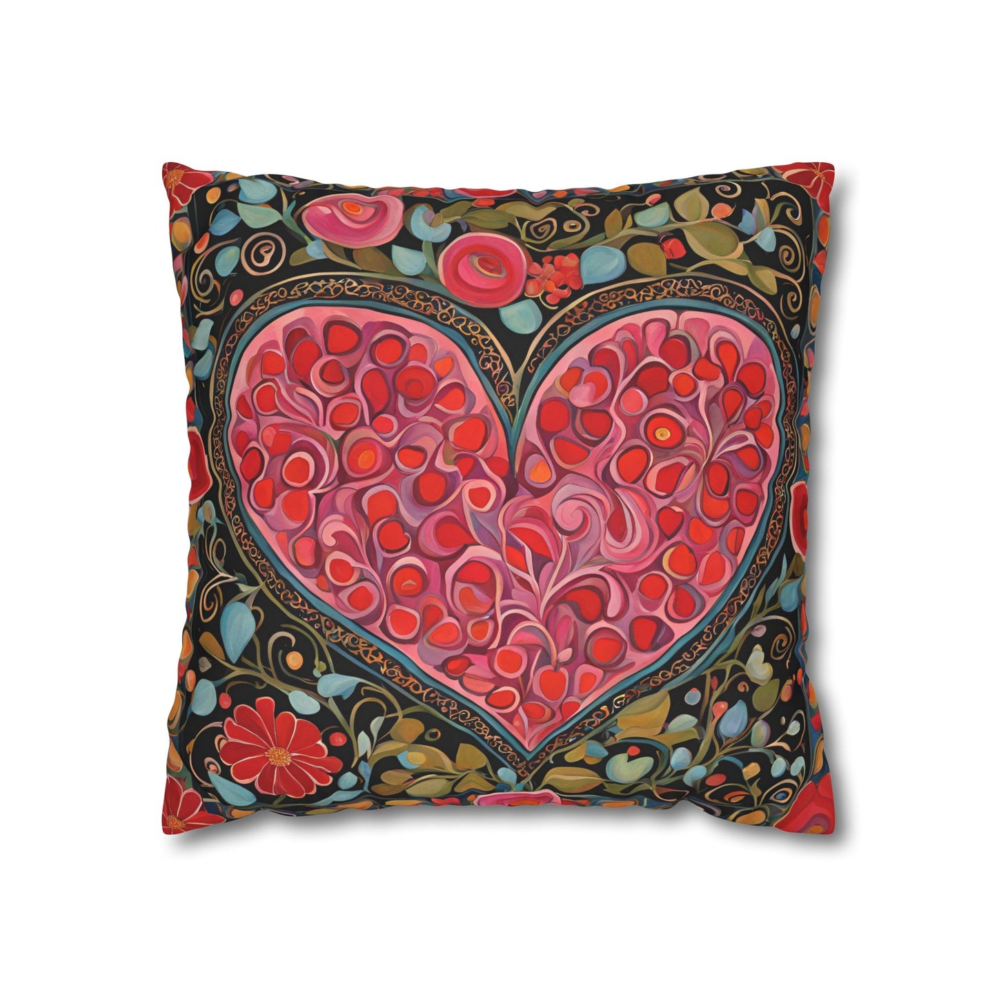 Big Heart Square Poly Canvas Pillowcase