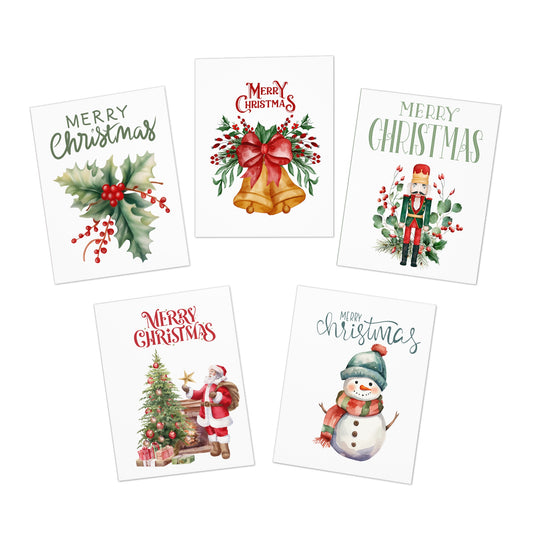 Casual Merry Christmas Multi-Design Christmas Cards (5-Pack Blank Inside)