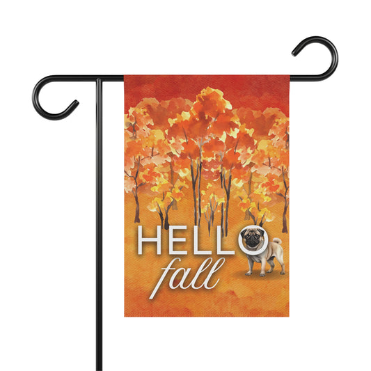 Pug Hello Fall 2-Sided Garden & House Flag/Banner