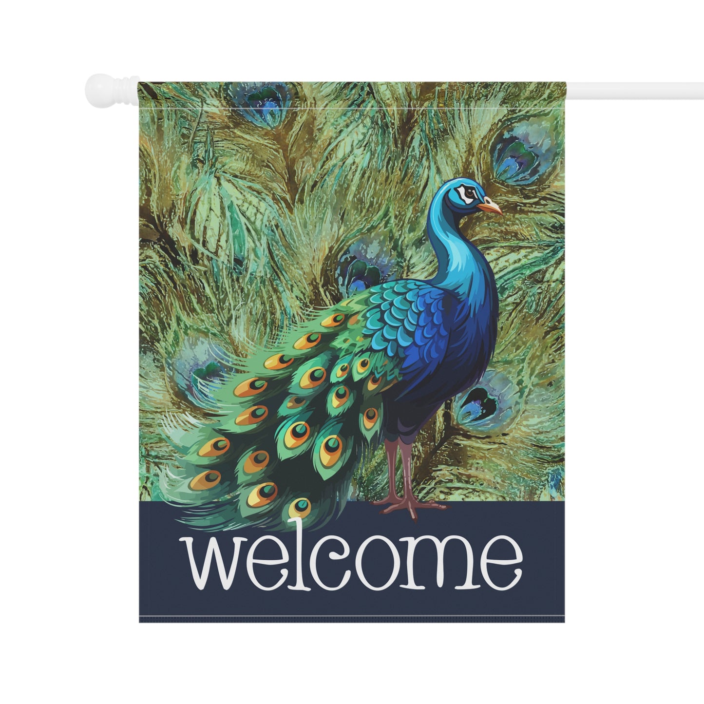 Fancy Peacock Welcome 2-Sided Garden & House Flag/Banner