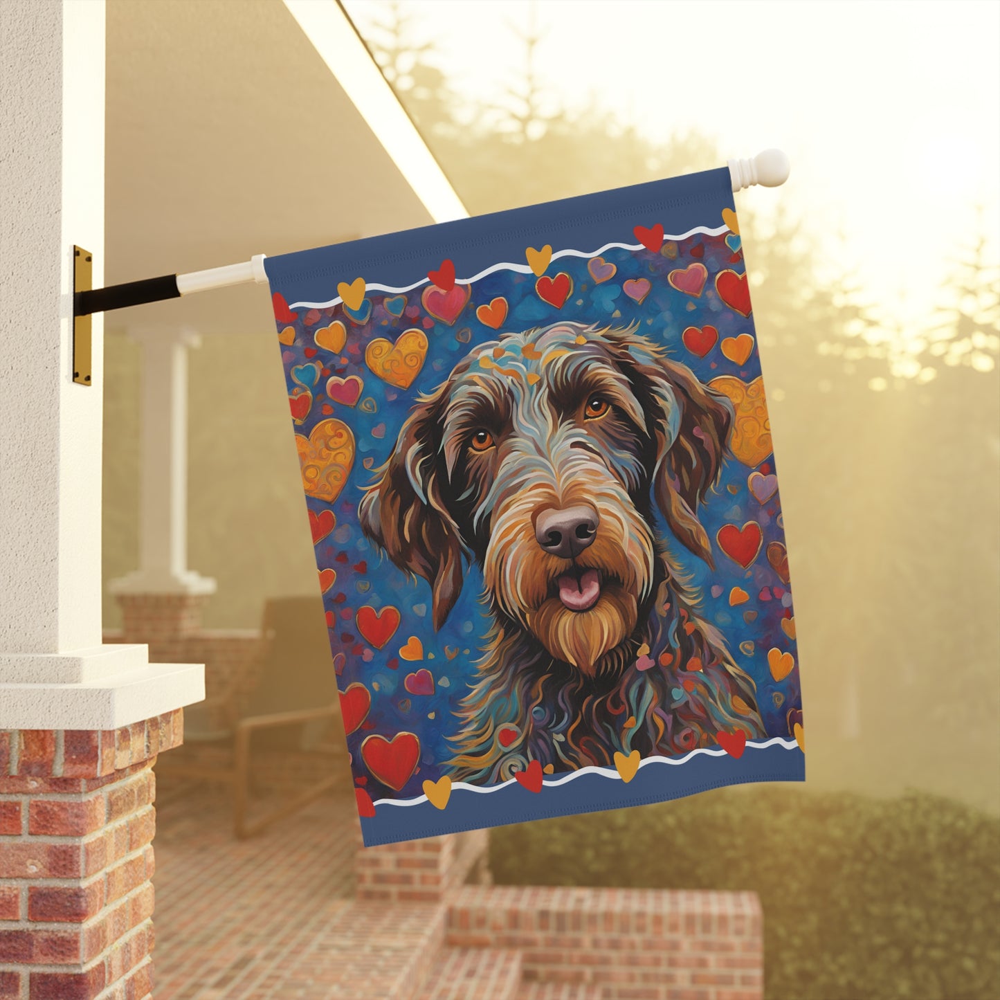 German Wirehaired Pointer Valentine 2-Sided Garden & House Flag/Banner