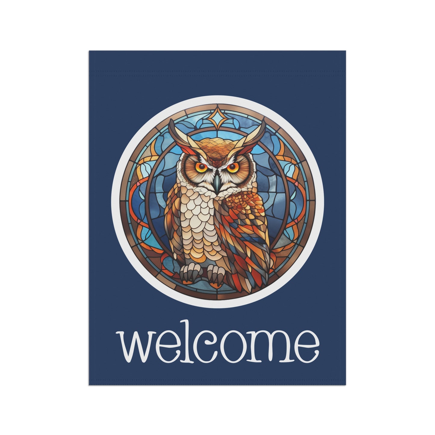 Great Horned Owl Welcome 2-Sided Garden & House Flag/Banner