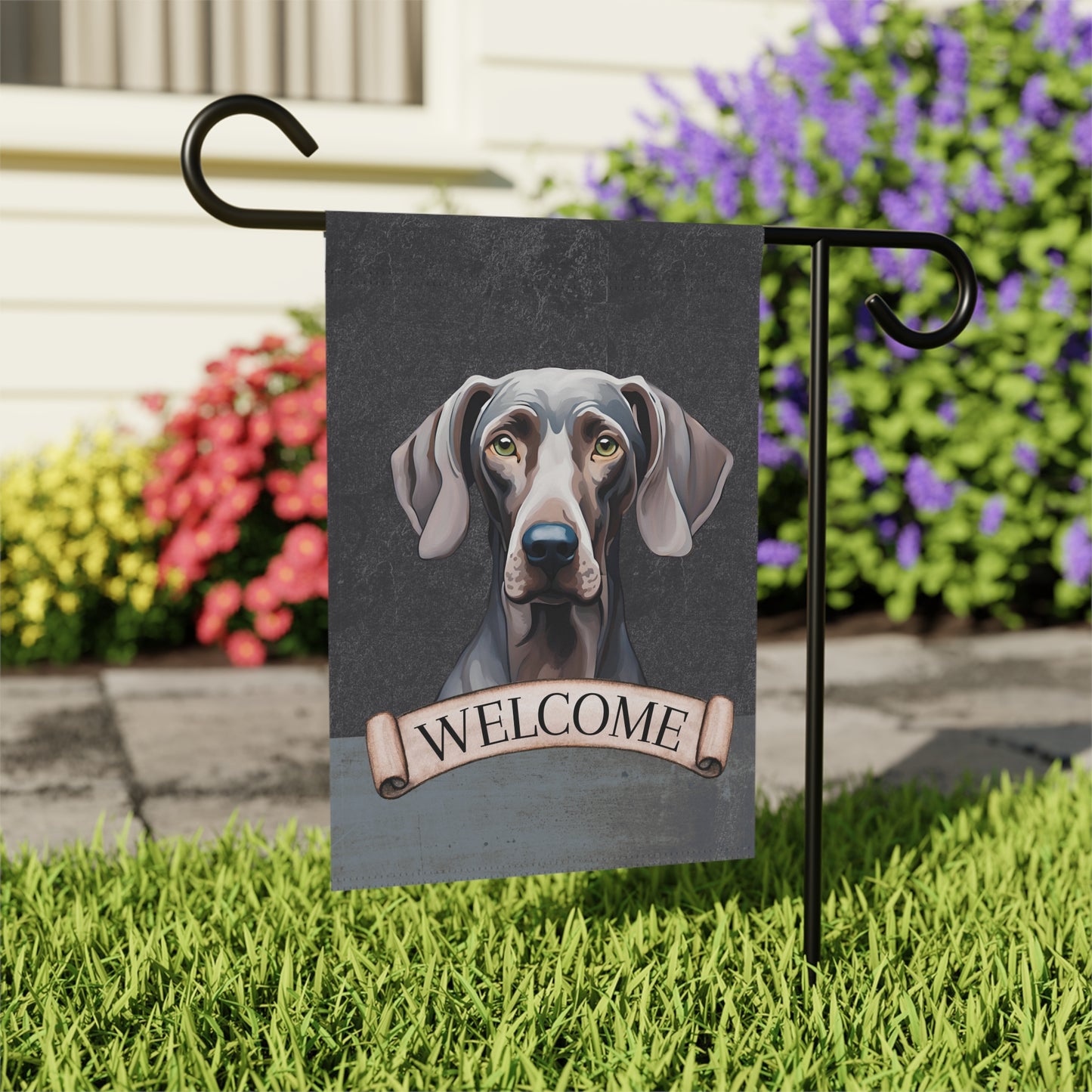 Weimaraner Welcome 2-Sided Garden & House Flag/Banner