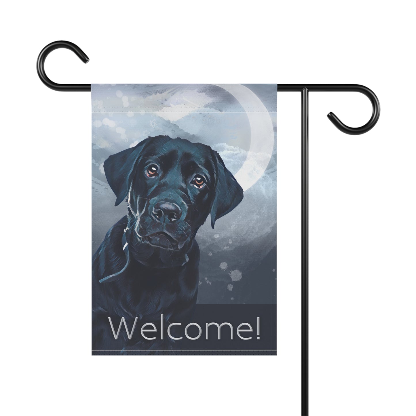 Black Labrador Welcome 2-Sided Garden & House Flag/Banner