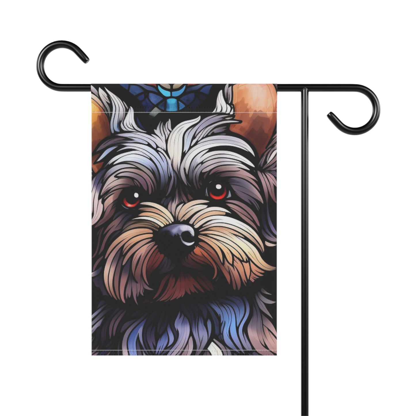 Yorkshire Terrier Face Stained Glass Yorkie 2-Sided Garden & House Flag/Banner