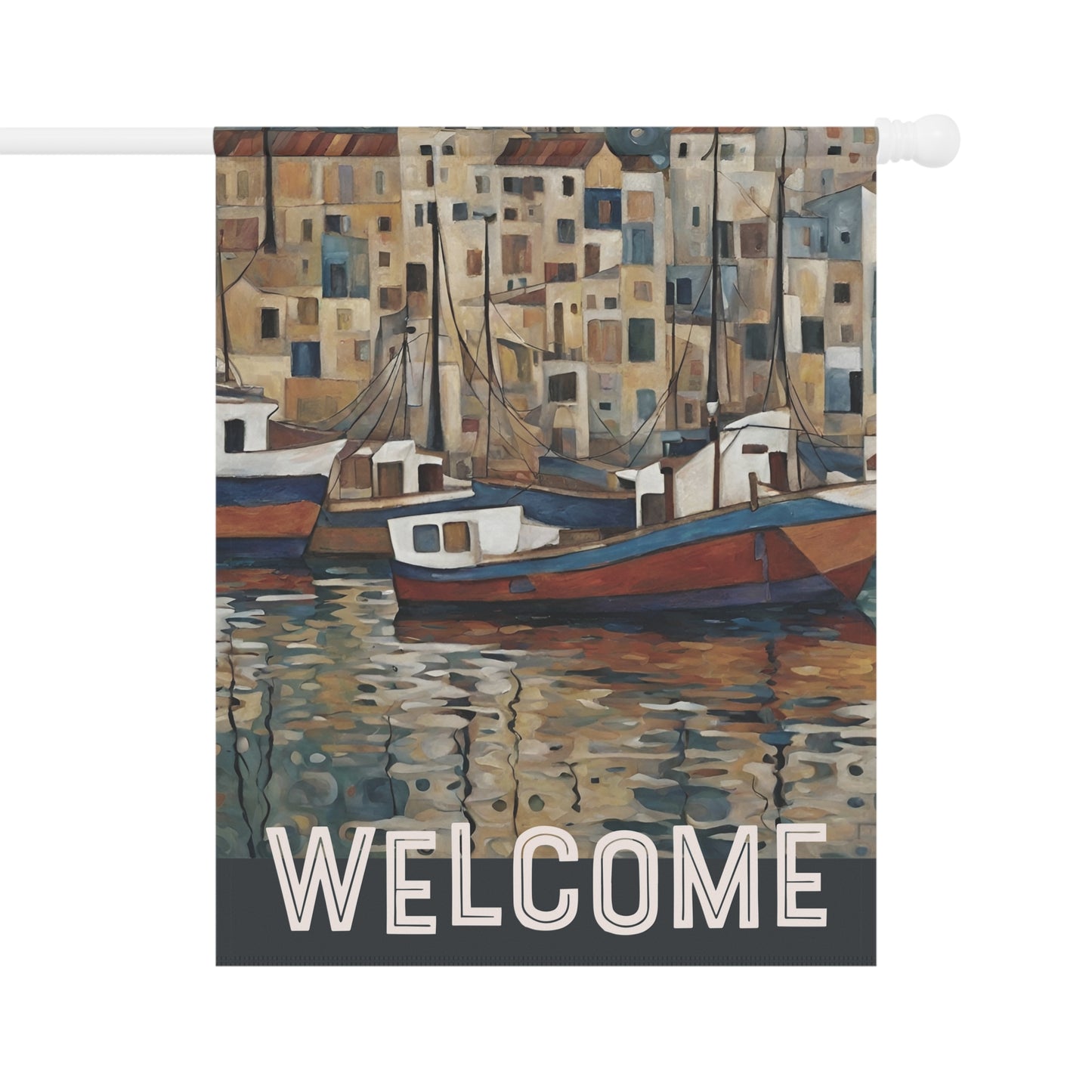 Boat Town Welcome 2-Sided Garden & House Flag/Banner