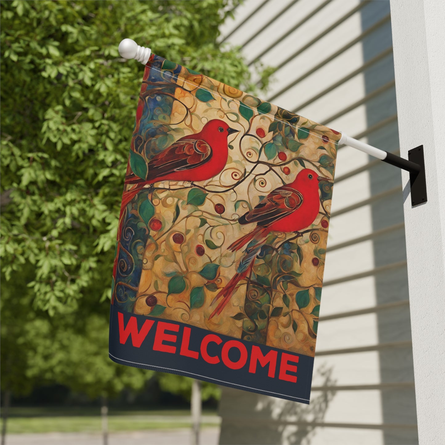 Orvington Red Birds Welcome 2-Sided Garden & House Flag/Banner