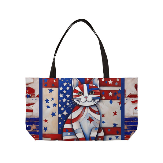 Happy America Cat Weekender Tote Bag