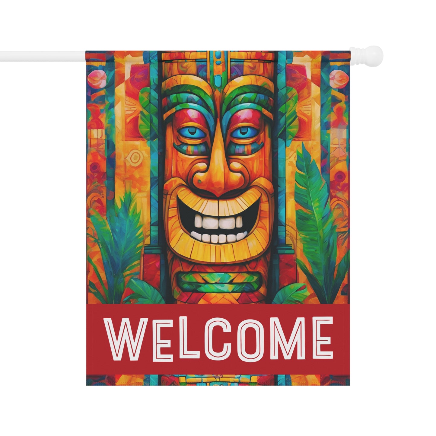 The Tiki Knows Welcome 2-Sided Garden & House Flag/Banner