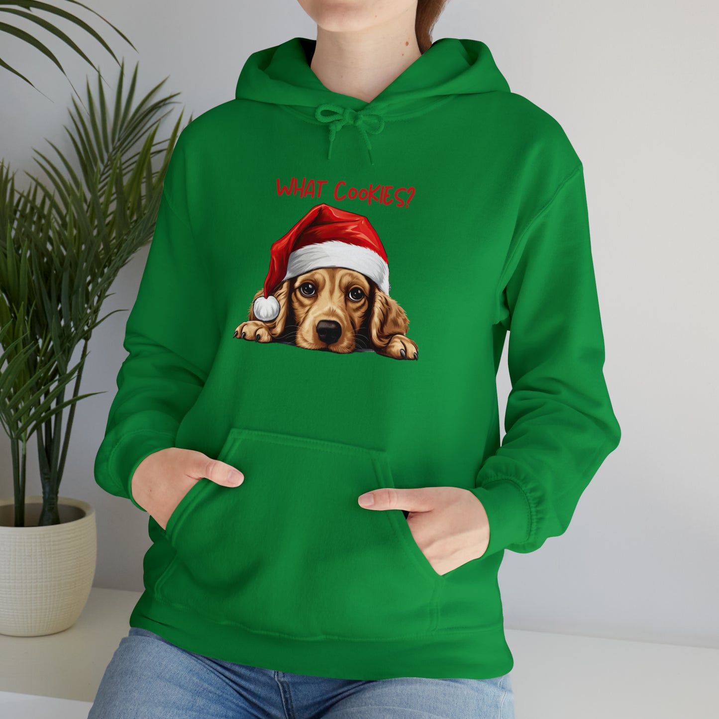 What Cookies? Cocker Spaniel in Santa Hat Unisex Heavy Blend™ Hooded Sweatshirt