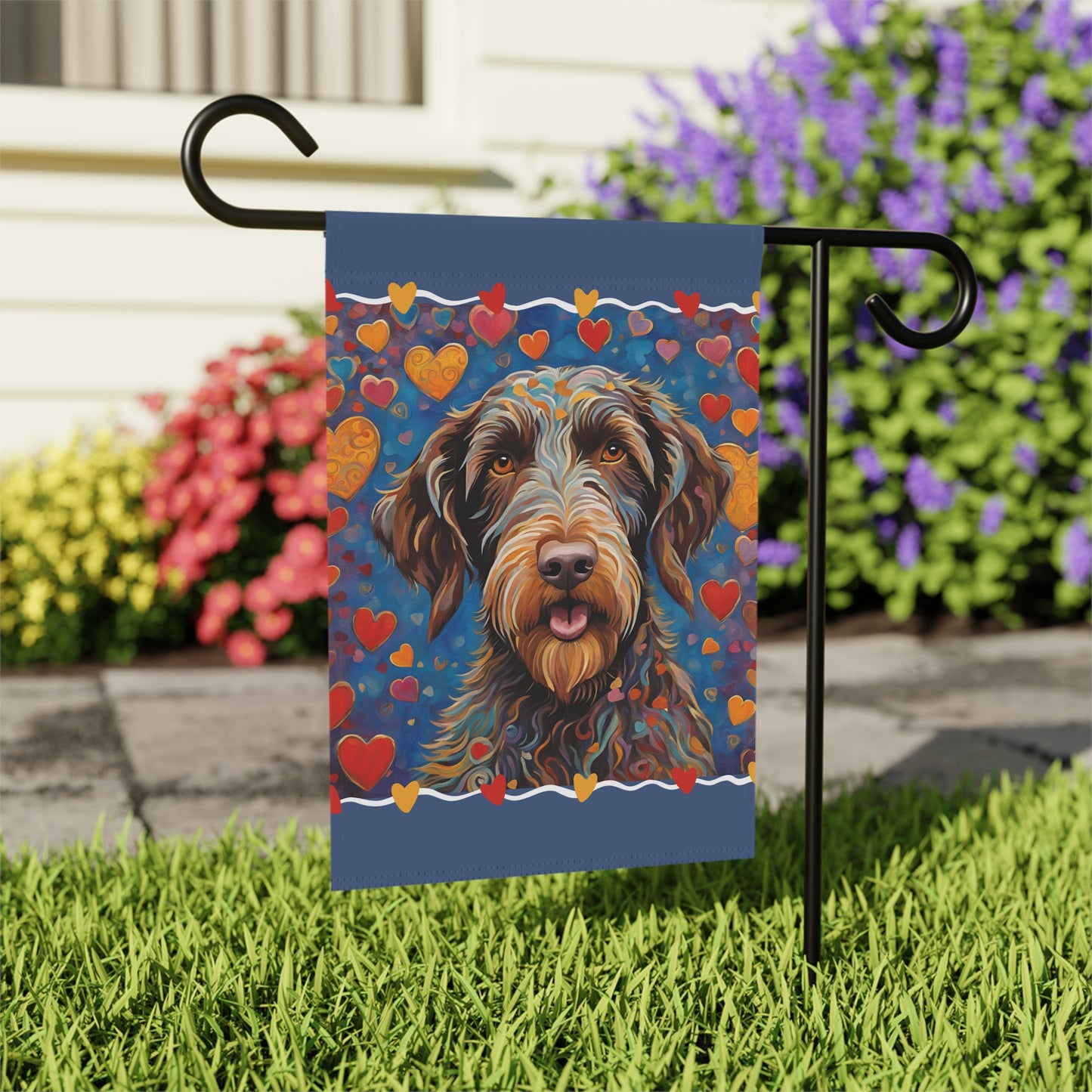 German Wirehaired Pointer Valentine 2-Sided Garden & House Flag/Banner