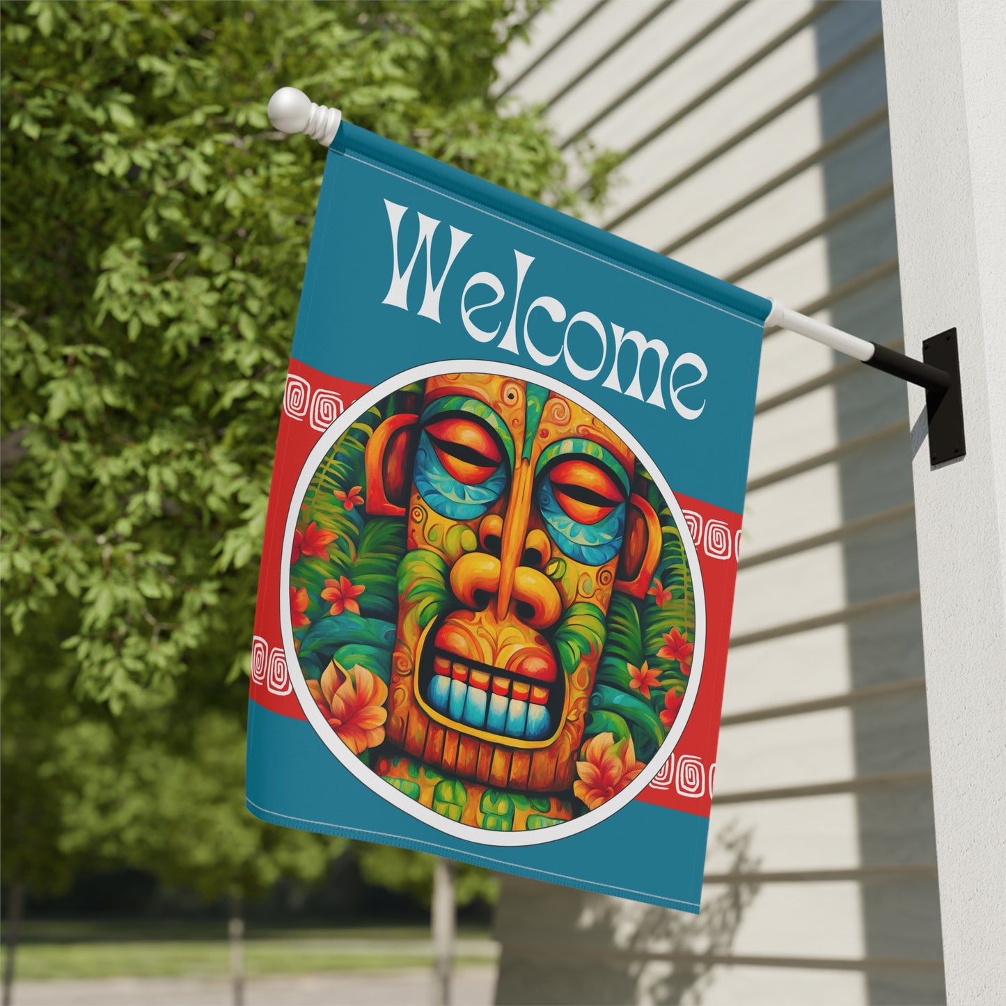 Sleepy Tiki Welcome 2-Sided Garden & House Flag/Banner