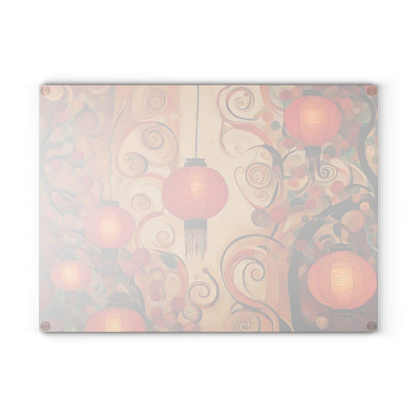 Lanterns & Swirls Tempered Glass Cutting Board