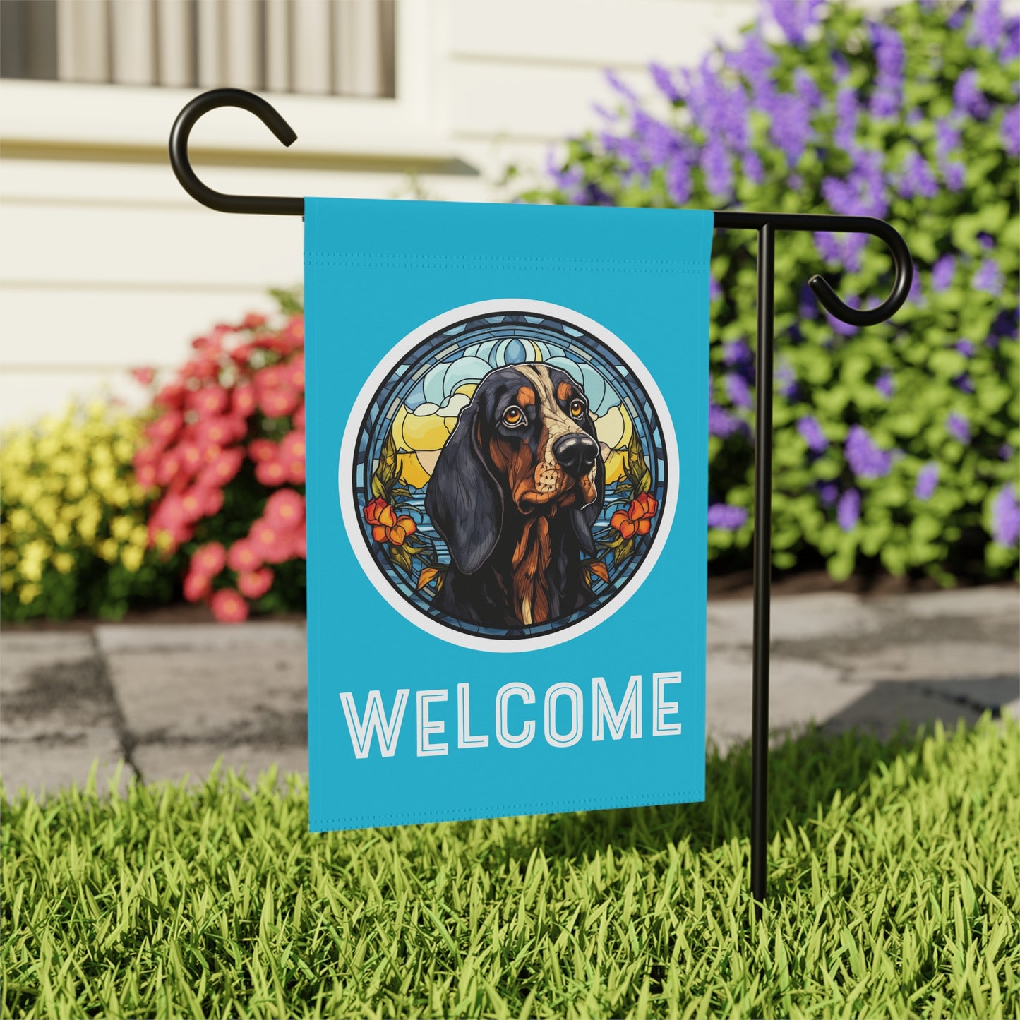 Bluetick Coonhound Welcome 2-Sided Garden & House Flag/Banner