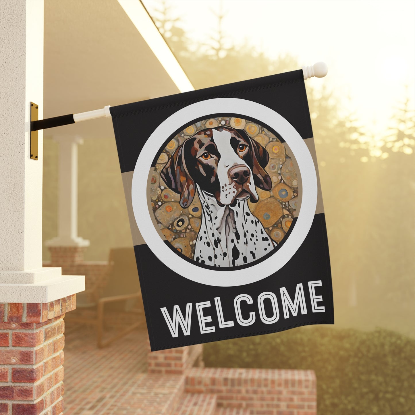 Pointer Welcome 2-Sided Garden & House Flag/Banner