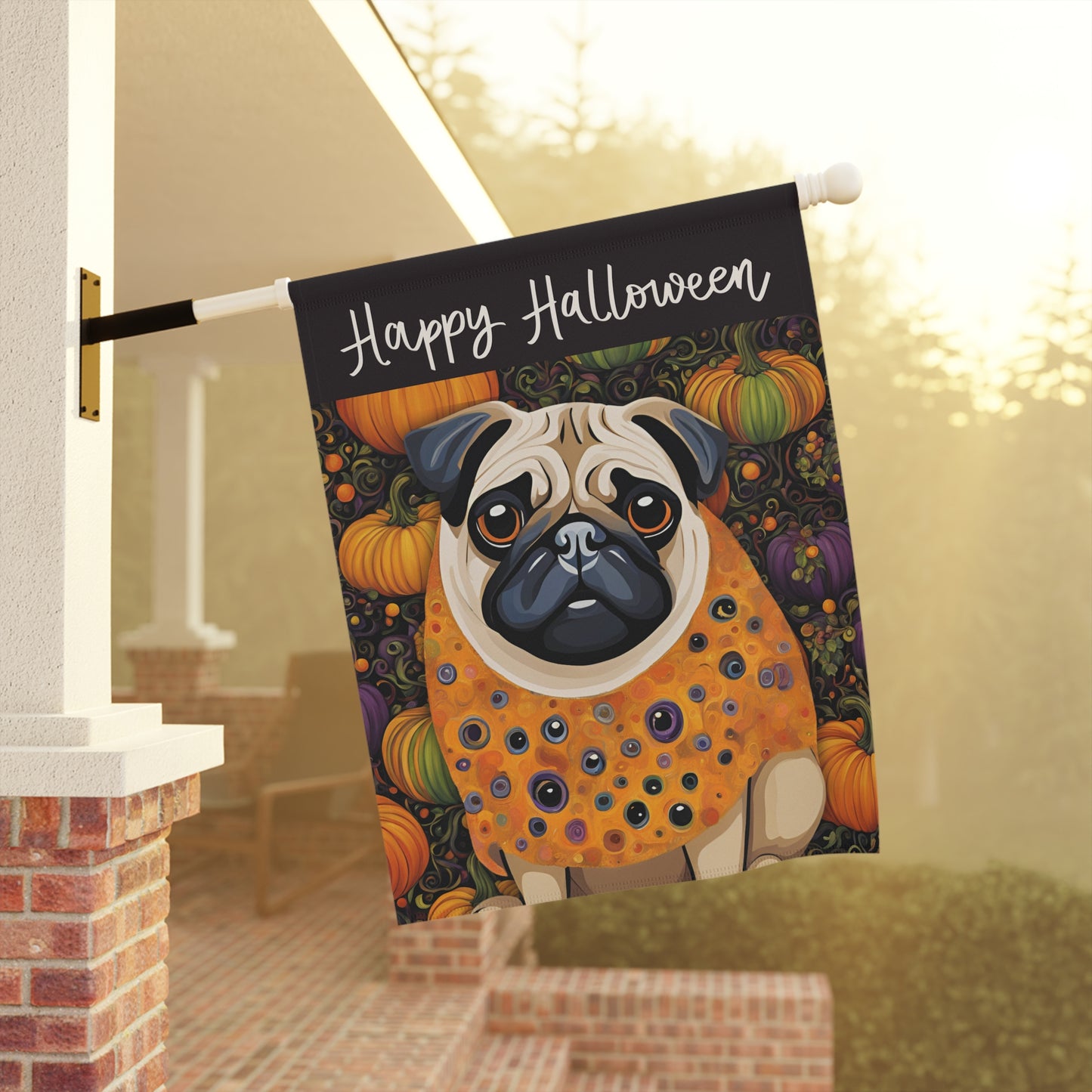 Pug Happy Halloween 2-Sided Garden & House Flag/Banner