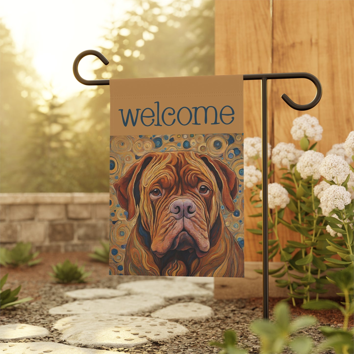 Dogue De Bordeaux Welcome 2-Sided Garden & House Flag/Banner