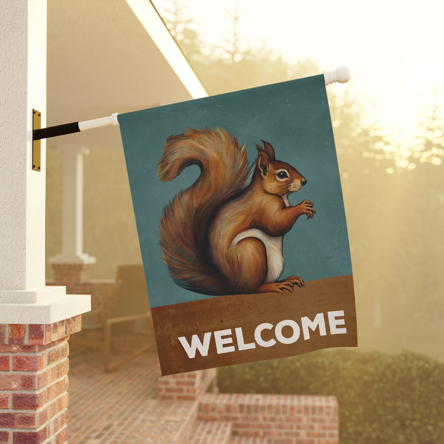 Squirrel Welcome 2-Sided Garden & House Flag/Banner