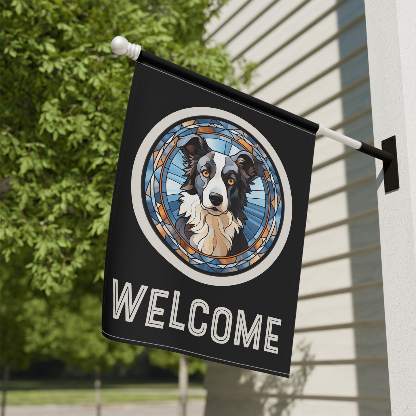 Border Collie Welcome 2-Sided Garden & House Flag/Banner