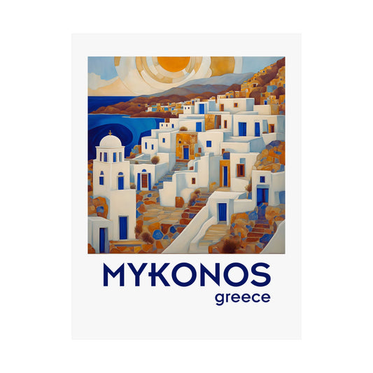 Mykonos Greece Travel Art Matte Poster