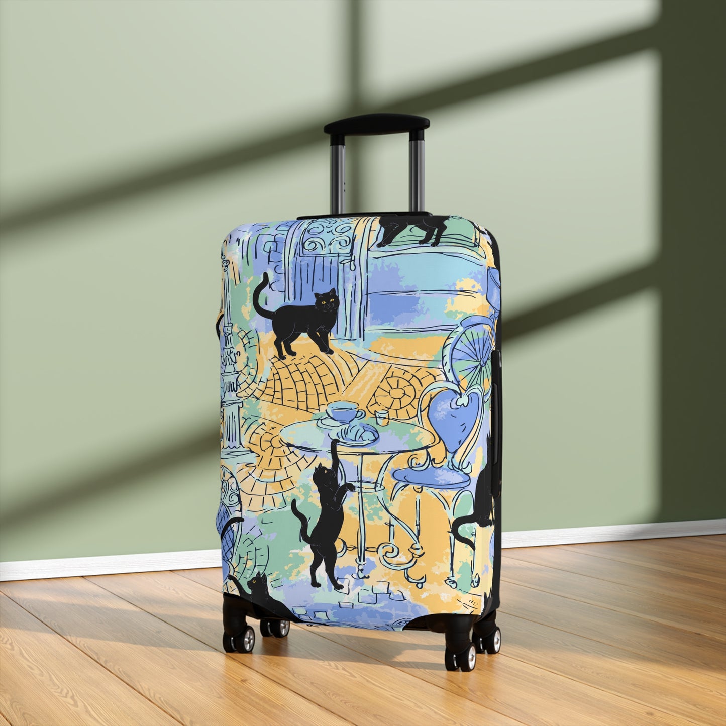 Paris Black Cats Luggage Cover