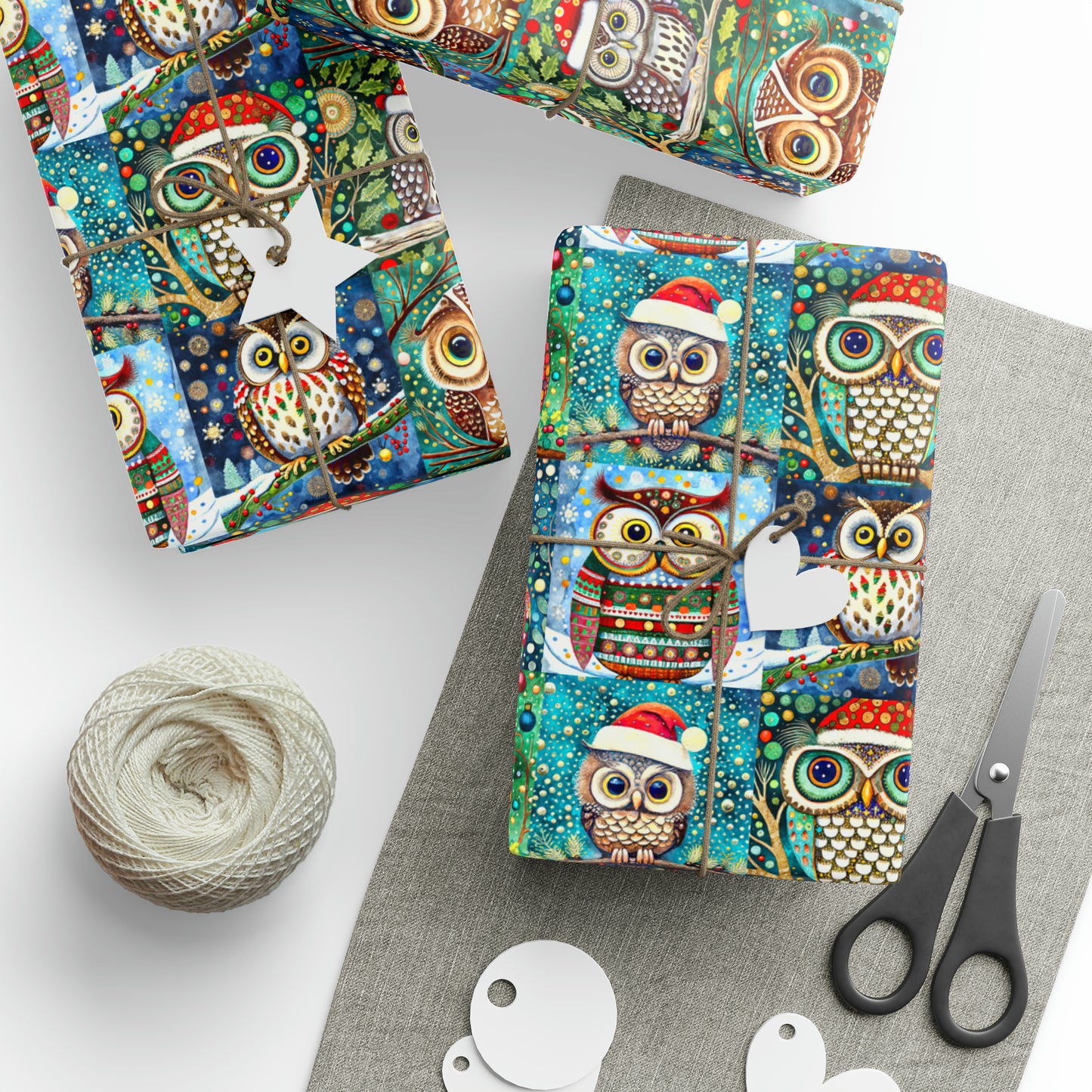 Funky Christmas Owls Wrapping Papers