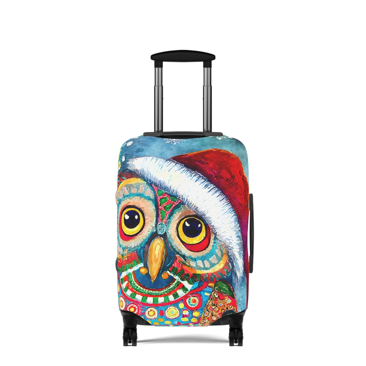 Owl in Santa Hat Christmas Art Luggage Cover