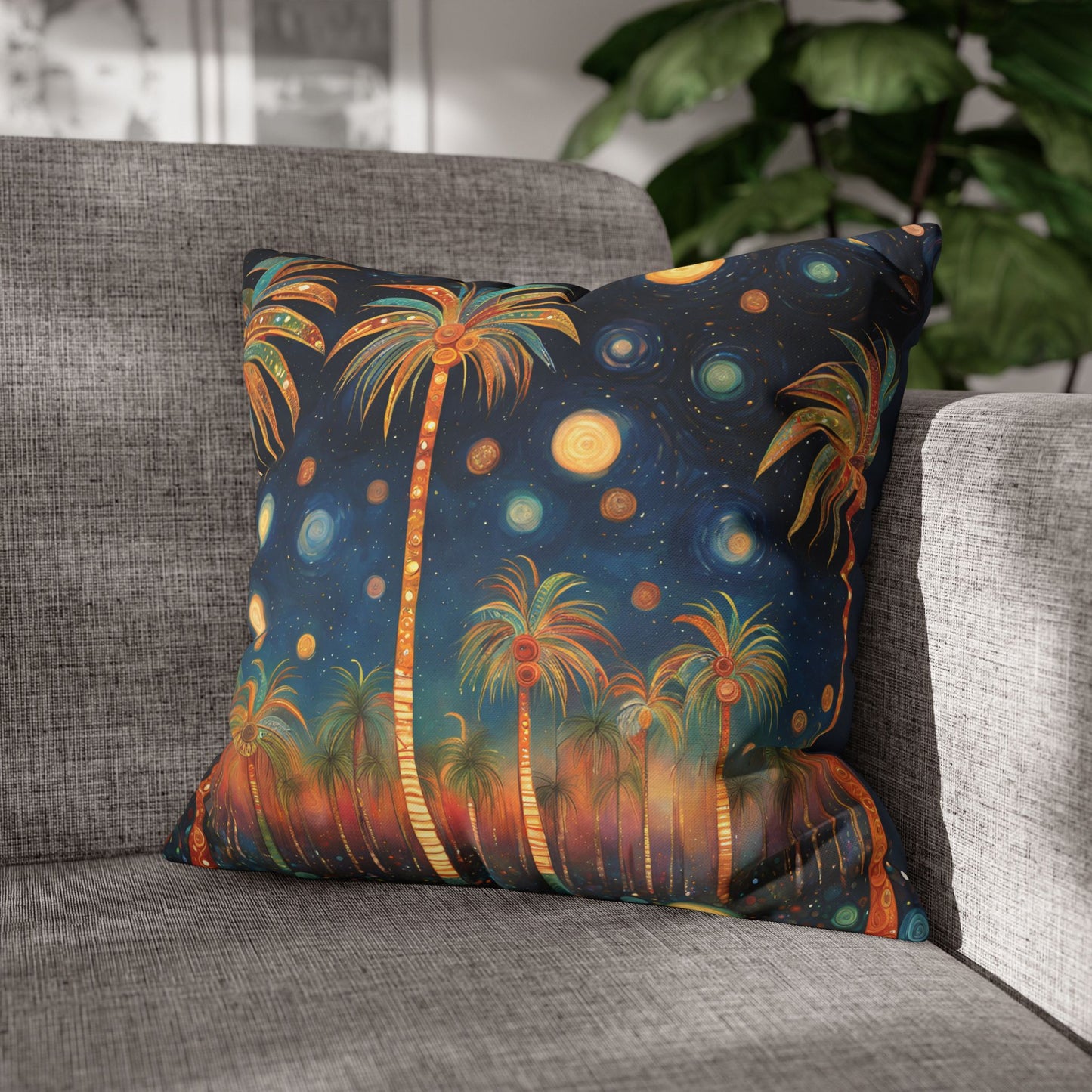 Palm Party Square Poly Canvas Pillowcase