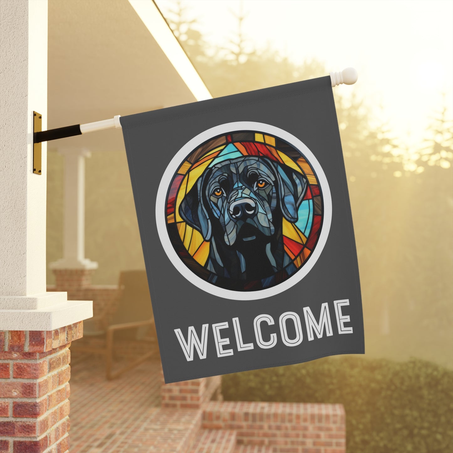 Black Labrador Welcome 2-Sided Garden & House Flag/Banner