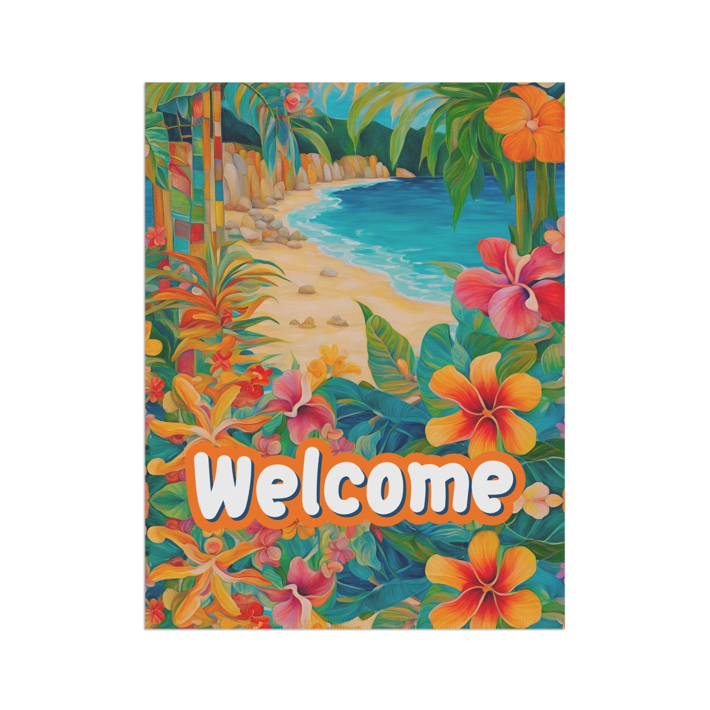 Paradise Found Welcome 2-Sided Garden & House Flag/Banner