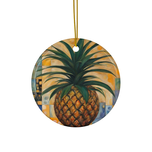 Pineapple 3" Ceramic Ornaments, 2-Side Print, (1pc, 10pcs)