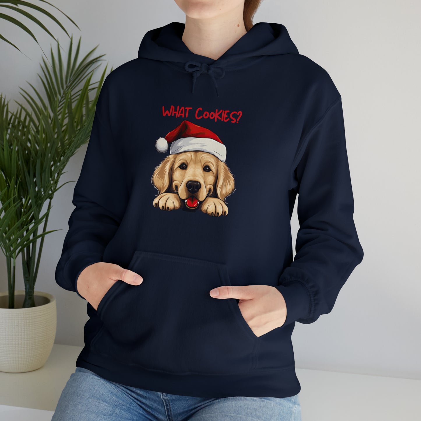 What Cookies? Golden Retriever in Santa Hat Unisex Heavy Blend™ Hooded Sweatshirt