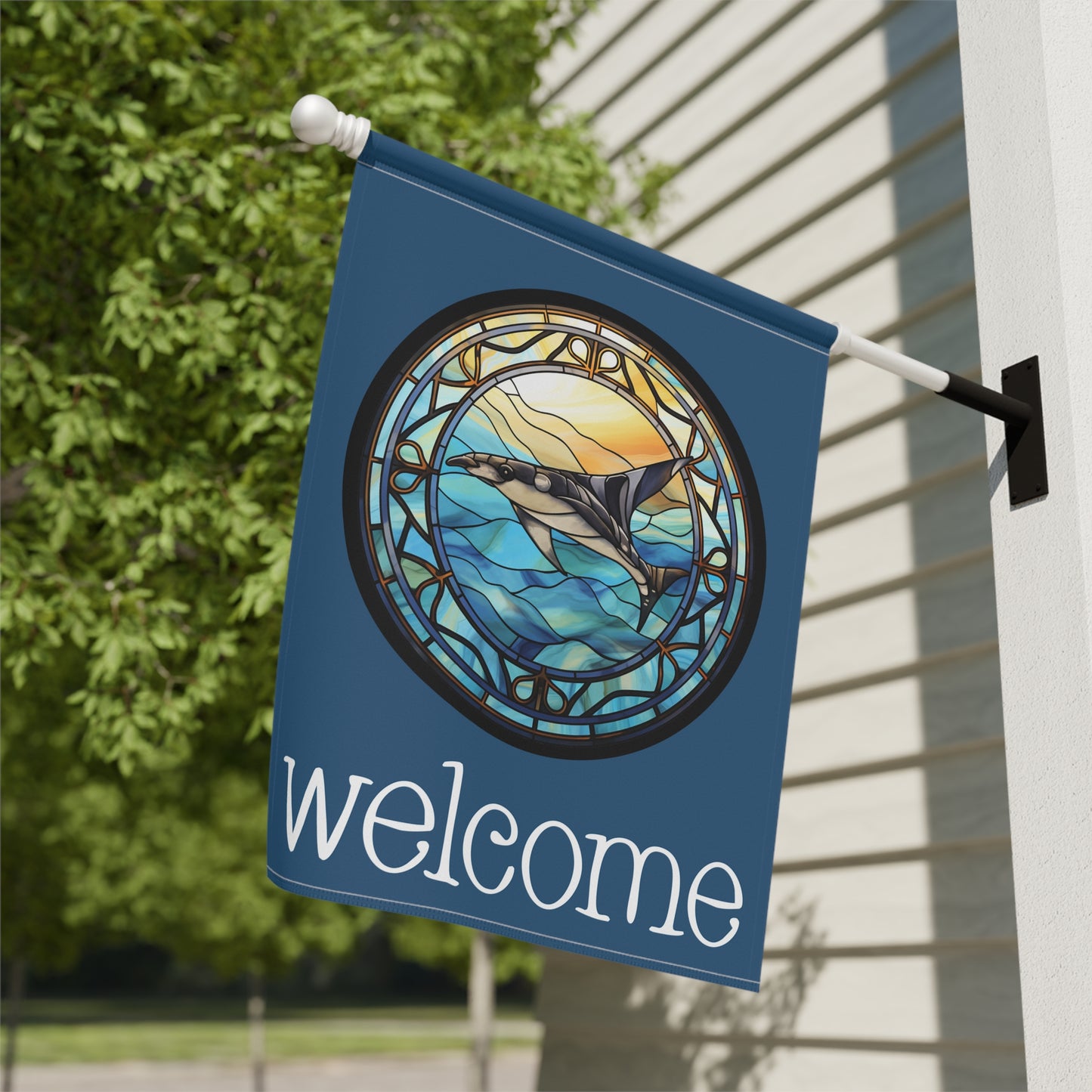 Manta Ray Welcome 2-Sided Garden & House Flag/Banner