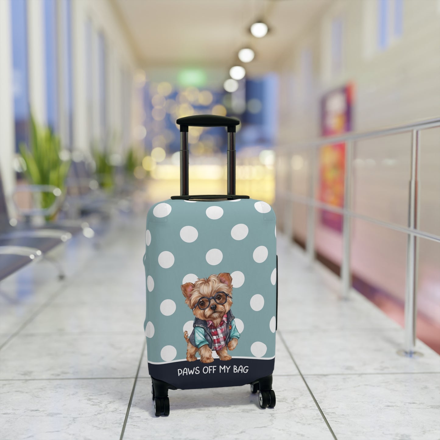 Yorkie In Jacket & Glasses Paws Of My Bag Luggage Cover