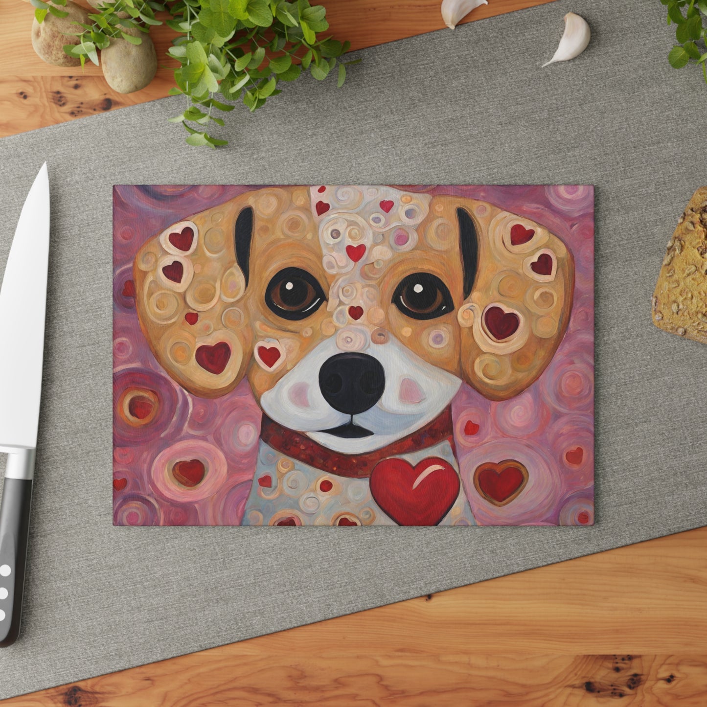 Puppy Love Tempered Glass Cutting Board