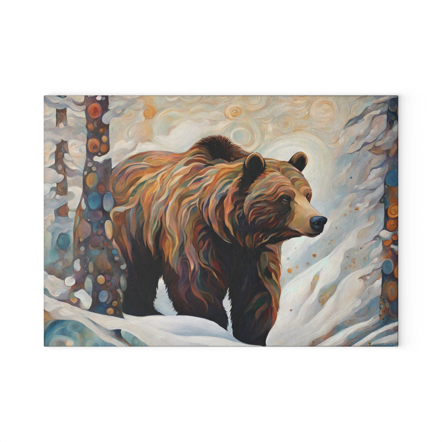 Winter Grizzly Tempered Glass Cutting Board