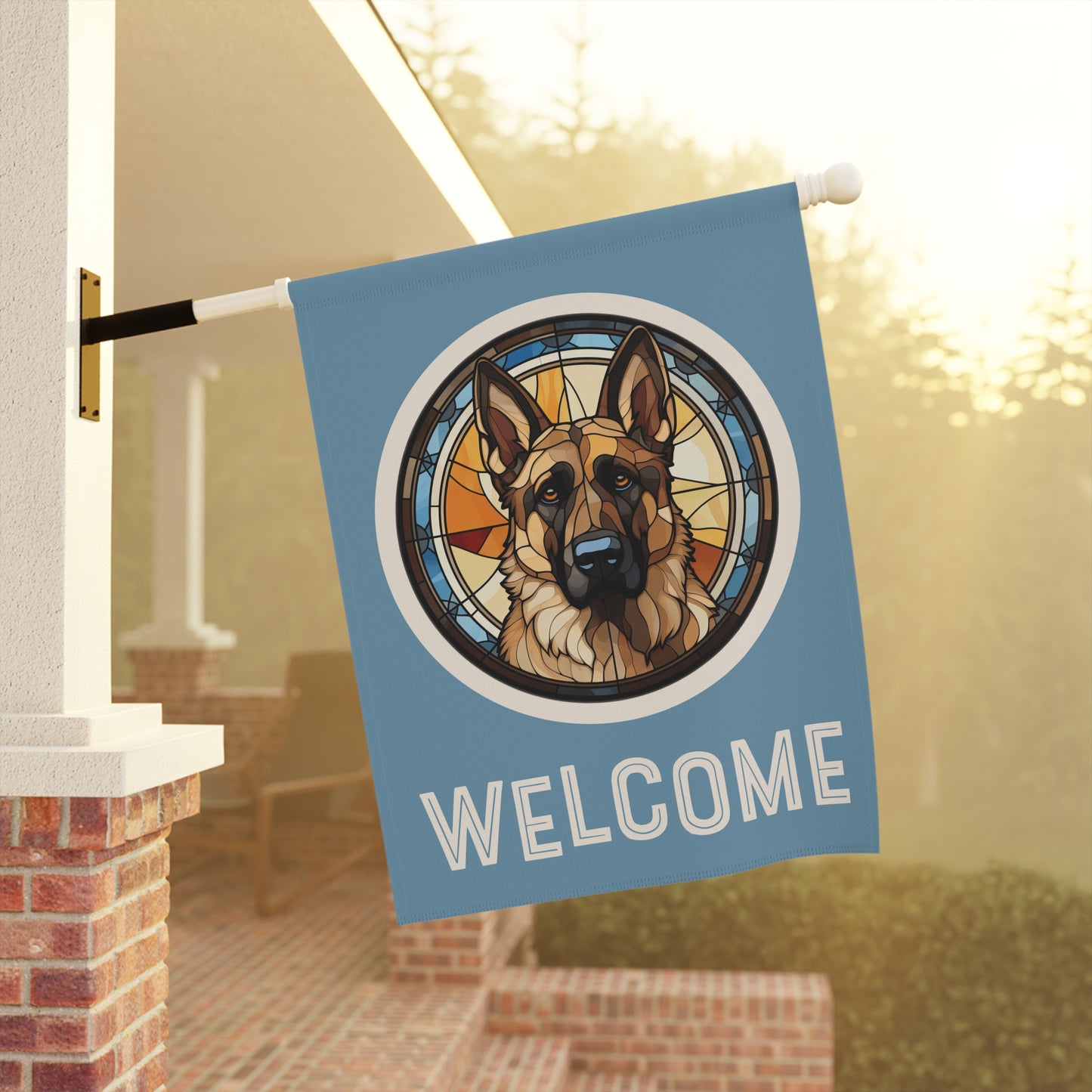 German Shepherd Welcome 2-Sided Garden & House Flag/Banner