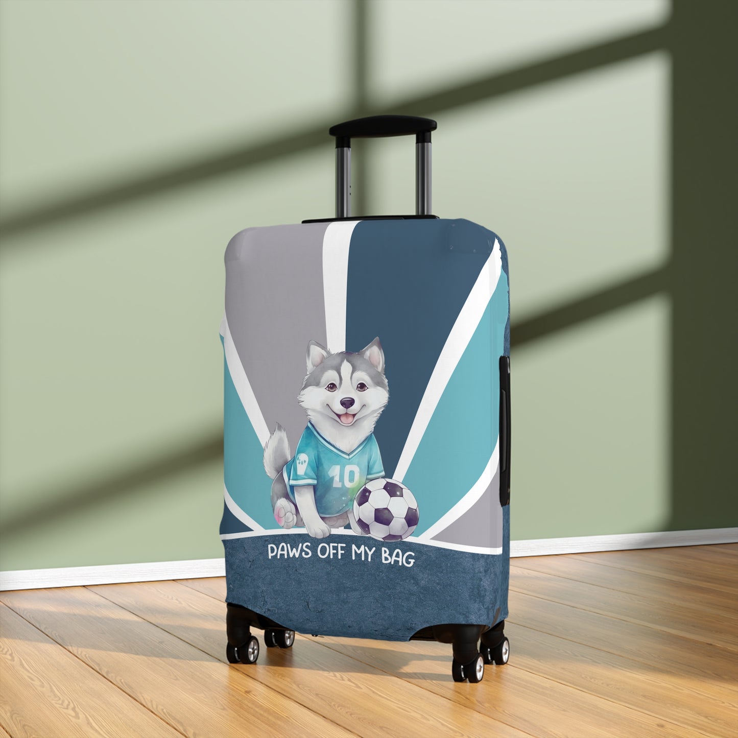 Husky with Soccer Ball Paws Off My Bag Luggage Cover