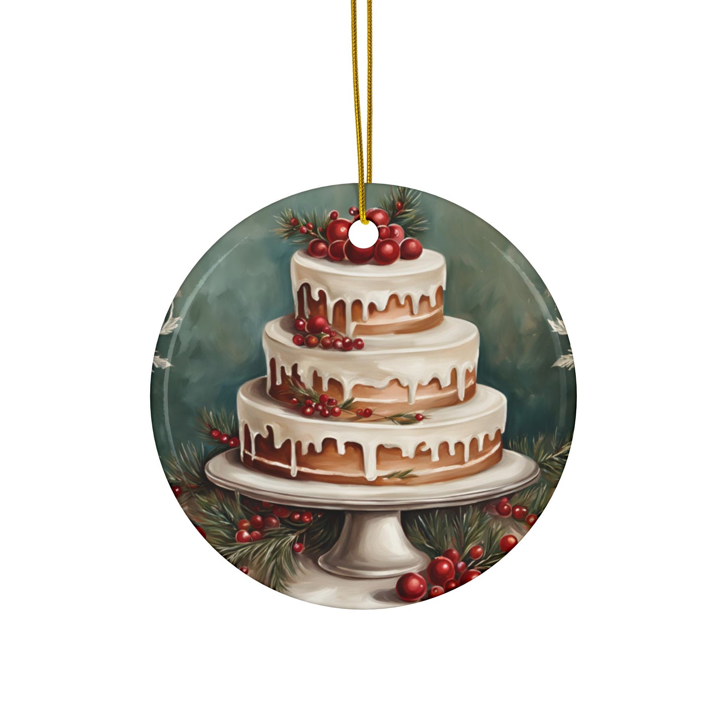 Christmas Layers 3" Ceramic Ornaments, 2-Side Print, (1pc, 10pcs)