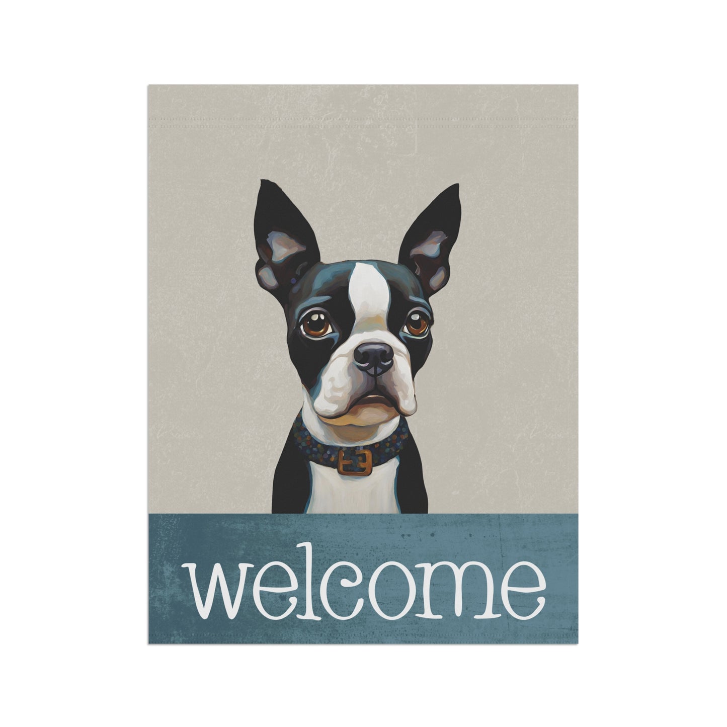 Boston Terrier Welcome 2-Sided Garden & House Flag/Banner