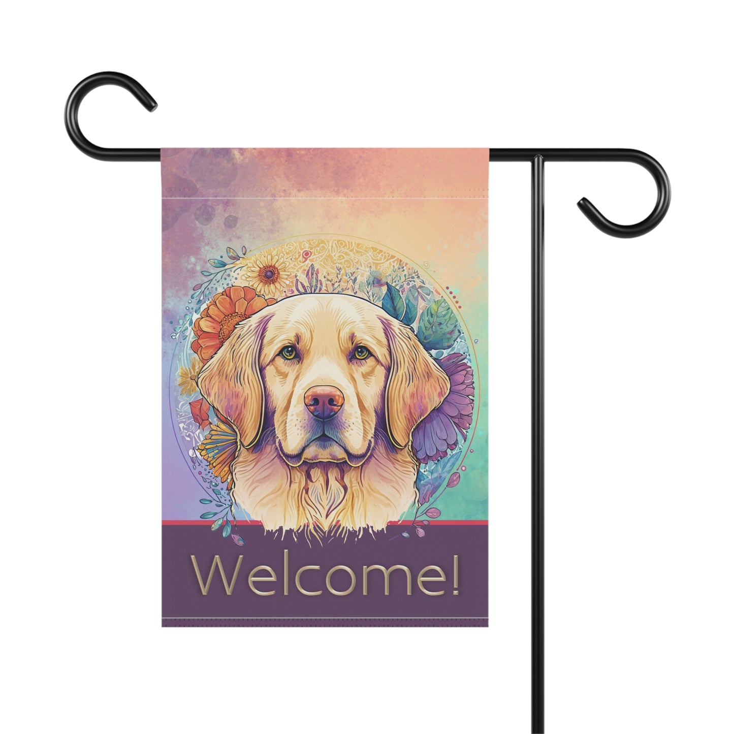 Yellow Labrador Welcome Pastel 2-Sided Garden & House Flag/Banner