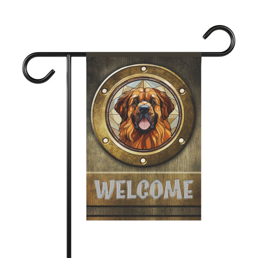 Leonberger in Port Hole Welcome 2-Sided Garden & House Flag/Banner