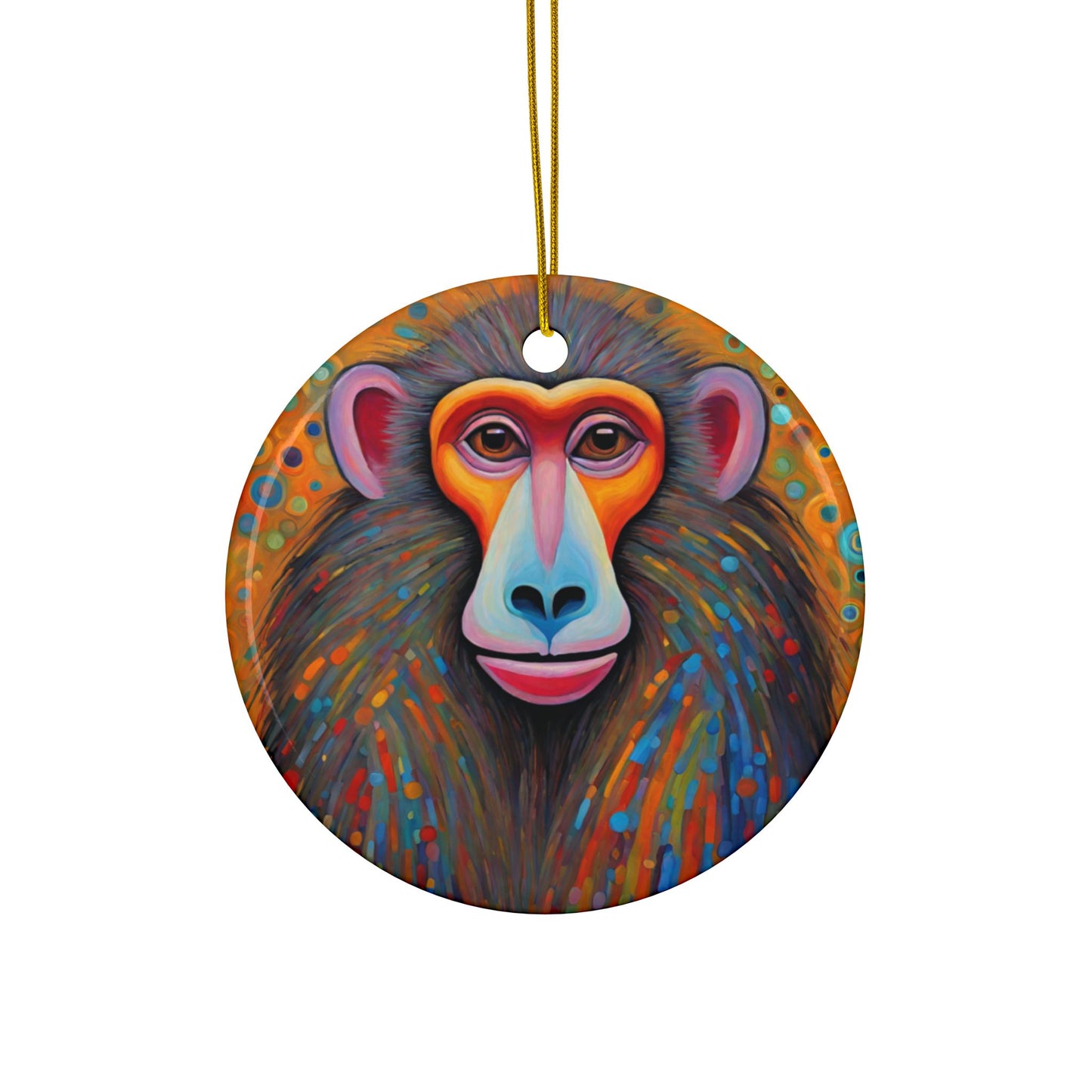 Baboon 3" Ceramic Ornaments, 2-Side Print, (1pc, 10pcs)