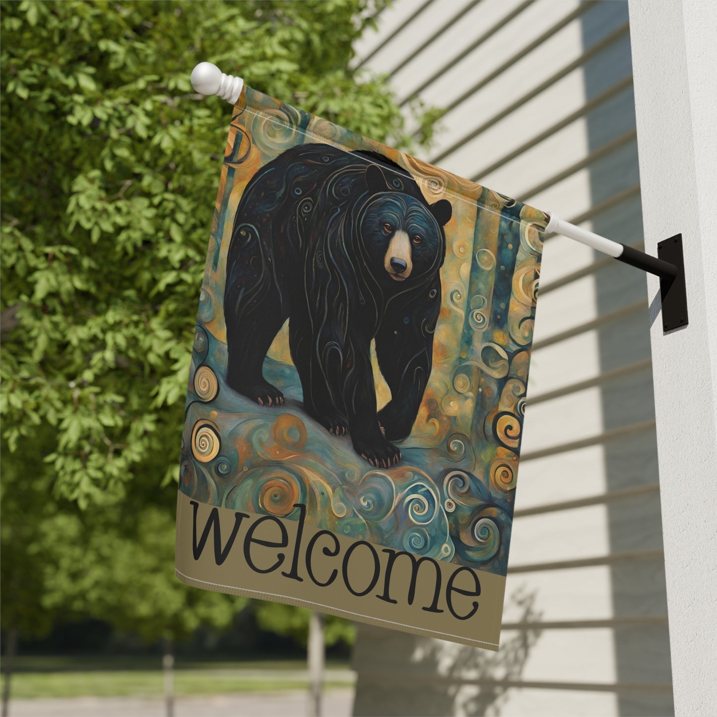 Black Bear Welcome 2-Sided Garden & House Flag/Banner