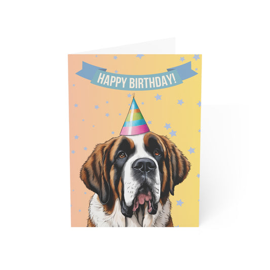 Saint Bernard Happy Birthday 5 x 7 Greeting Cards (10 Pack)