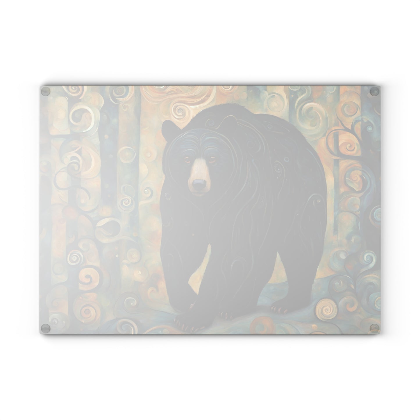 Mountain Forest Black Bear Tempered Glass Cutting Board